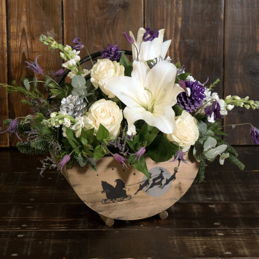 Santa's Wooden Basket Arrangement