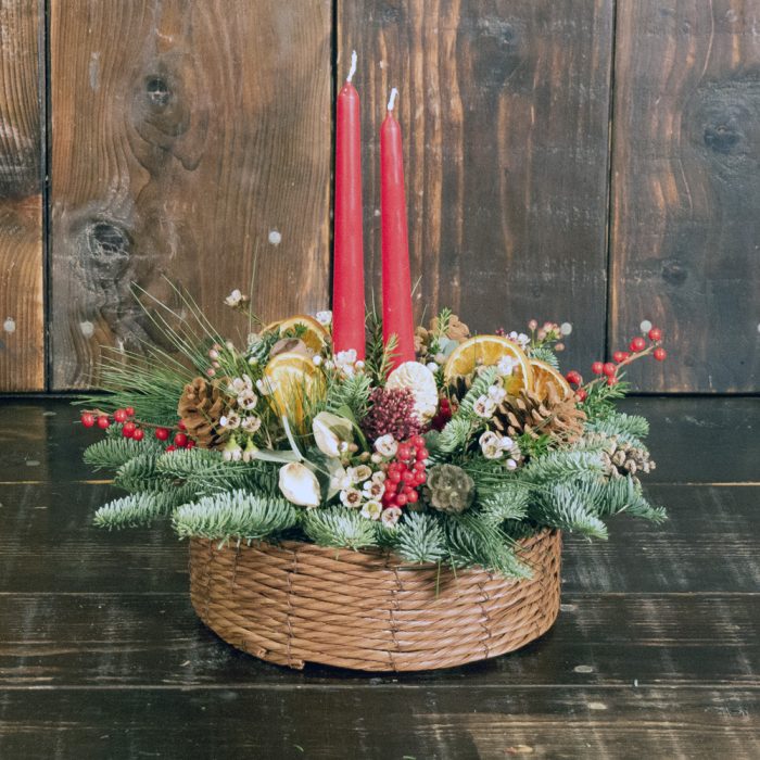 Wicker Christmas Centrepiece